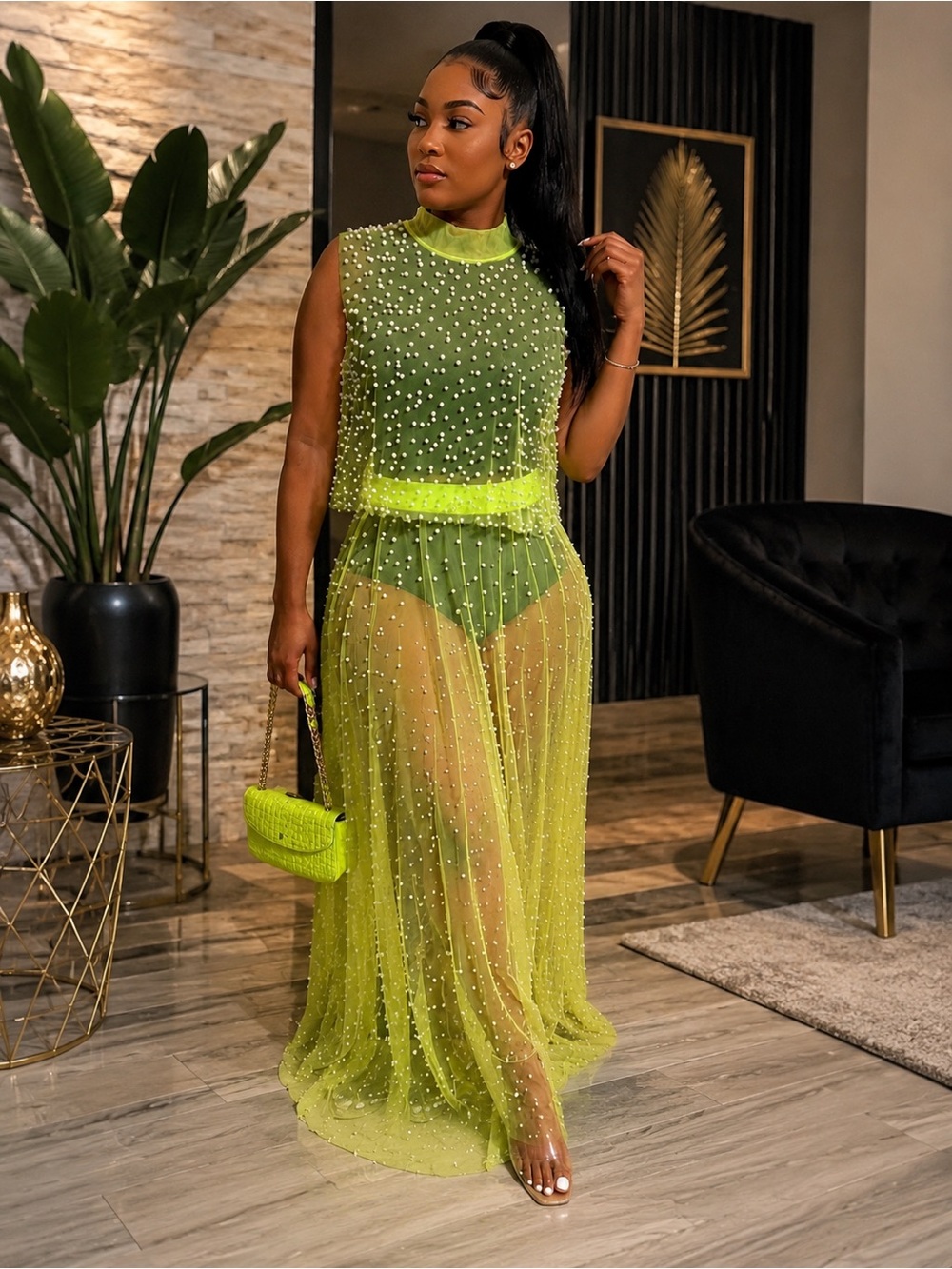 Neon Green Skirt Set - Picture 4 of 12